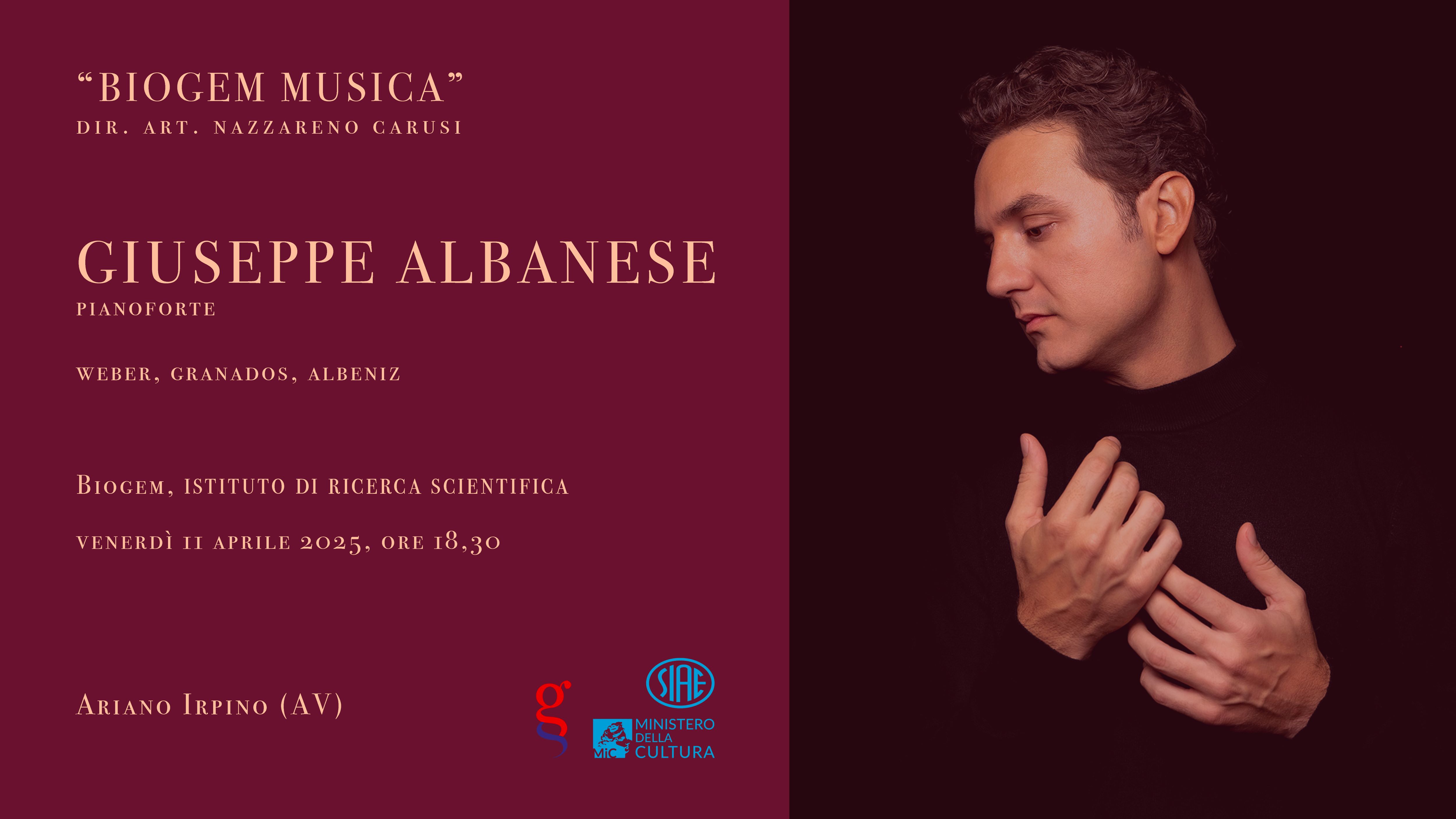 Biogem Musica ospita il pianista Giuseppe Albanese
